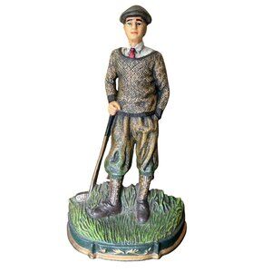 Cast Iron Statue Figurine Free Standing Golfer 14" inches Tall